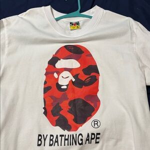 Bape White Tee with Red Graphic